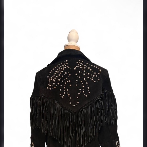 Studded Fringe Black Jacket - Picture 2 of 2